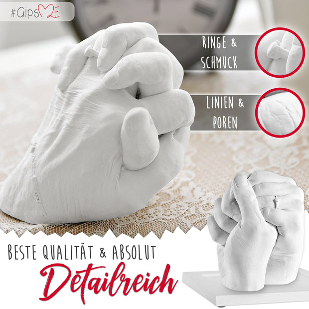 Handprint set for couples including wooden base