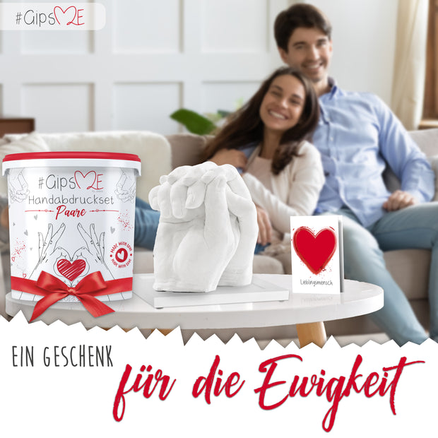 Handprint set for couples including wooden base