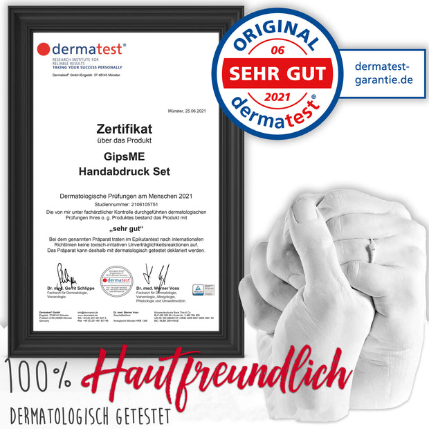 Handprint set for couples including wooden base