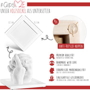 Handprint set for couples including wooden base