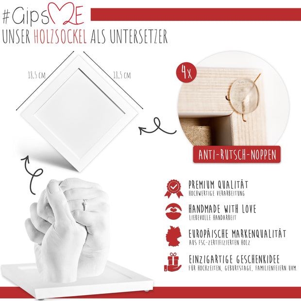 Handprint set for couples including wooden base