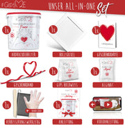 Handprint set for couples including wooden base