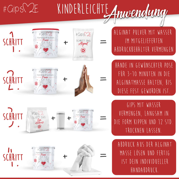 Handprint set for couples including wooden base