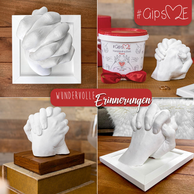 Handprint set for couples including wooden base